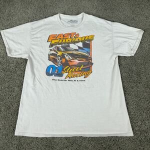 Fast & Furious Shirt Mens XL White Car Graphic Tee Movie Street Racing Cotton